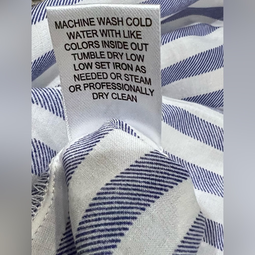 Grand & Green XL Women’s Blue & White Striped Button Up Lightweight - Picture 7 of 7